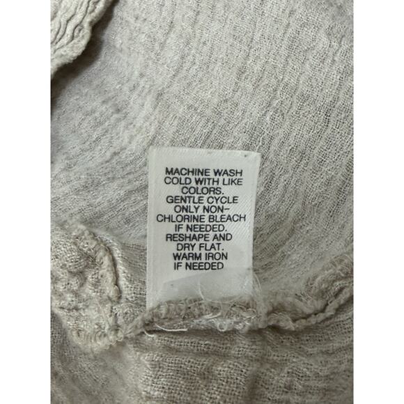 Pure Jill 100% Linen Crepe Button Up Long Sleeve Tunic Cardigan Beige Sz XL - Picture 11 of 15